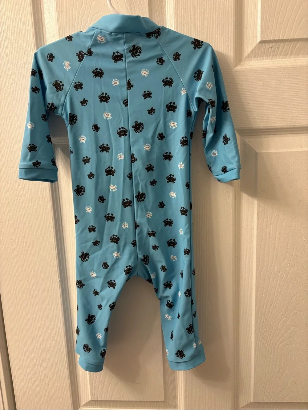 weVSwe Blue UPF 50+ Kids One-Piece Rashguard with Crab Print